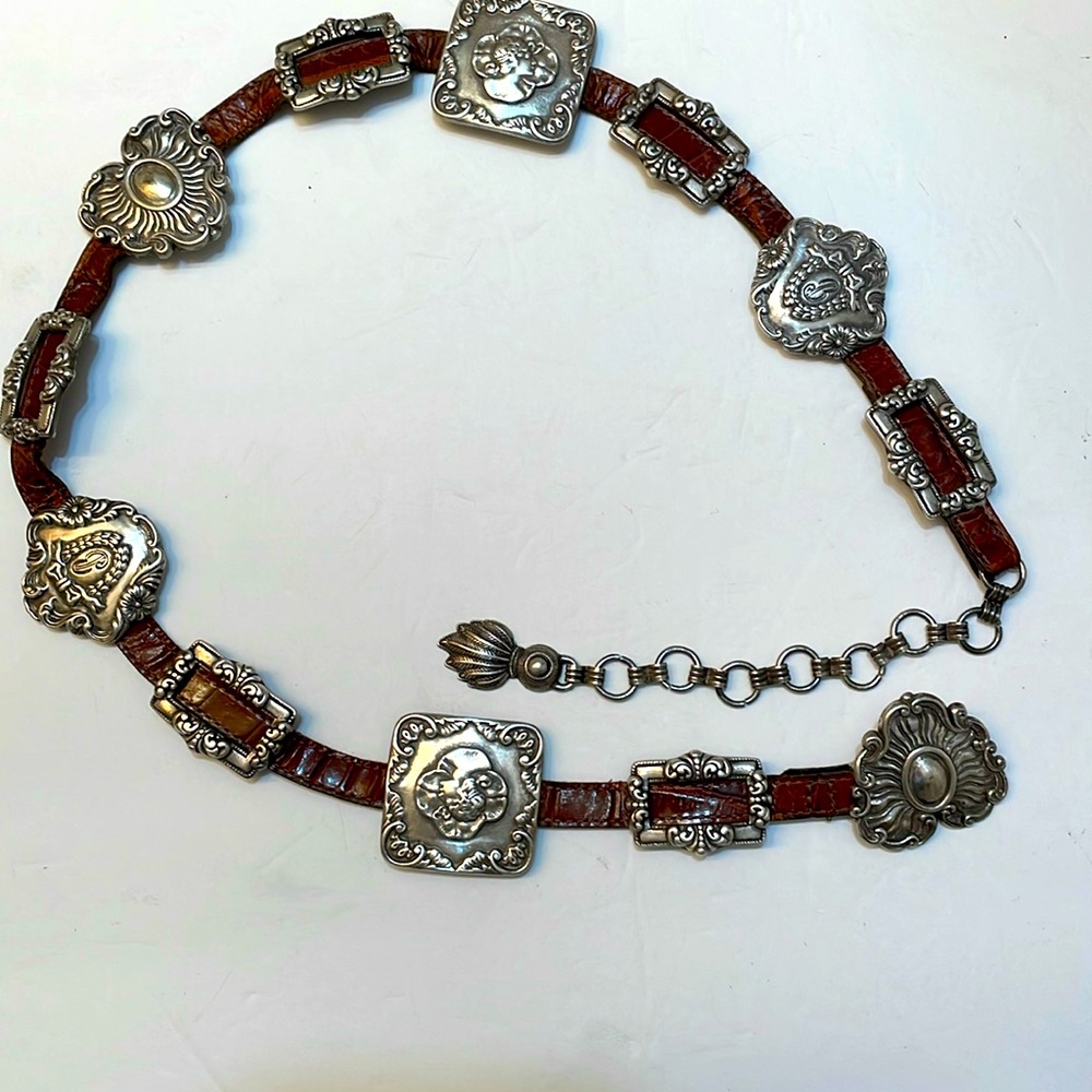 Brighton 1993 Brown Leather Medallion Belt Sz Medium “Preowned “